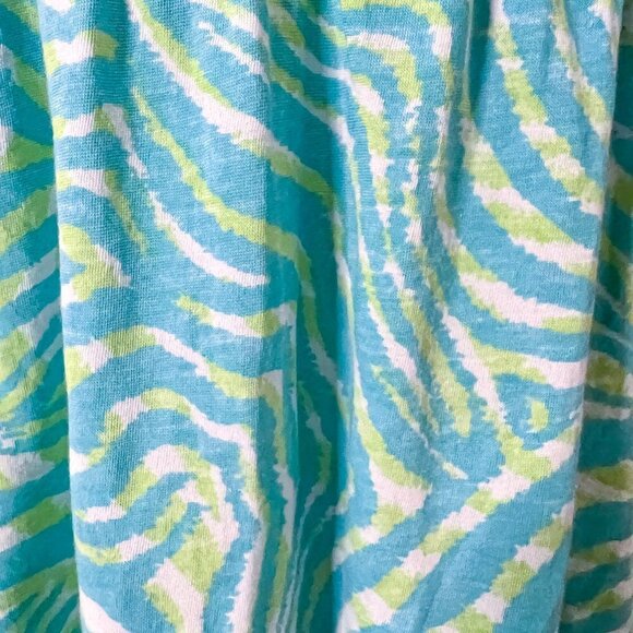Lilu Tank Top | Blue & Green Zebra Print | Size Medium | 100% Cotton | Y2K - Picture 6 of 7